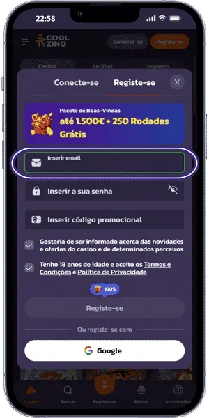 Coolzino casino registration Insira o e-mail da conta
